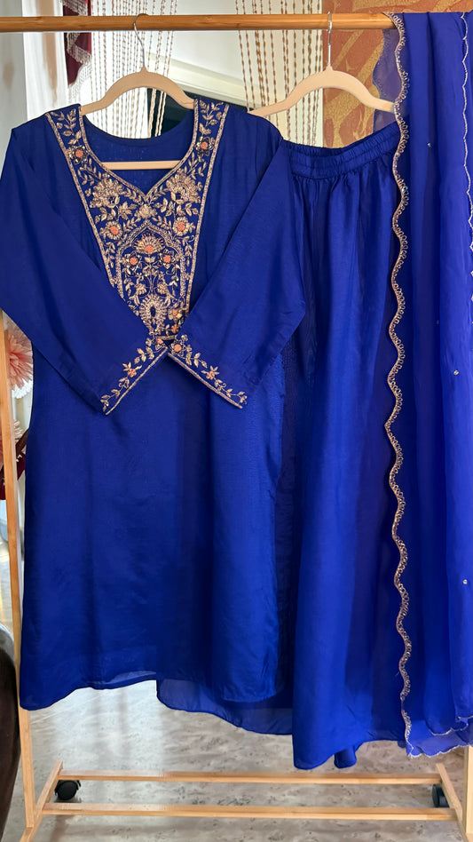 Russian Blue Heavy Zardozi Work Suit