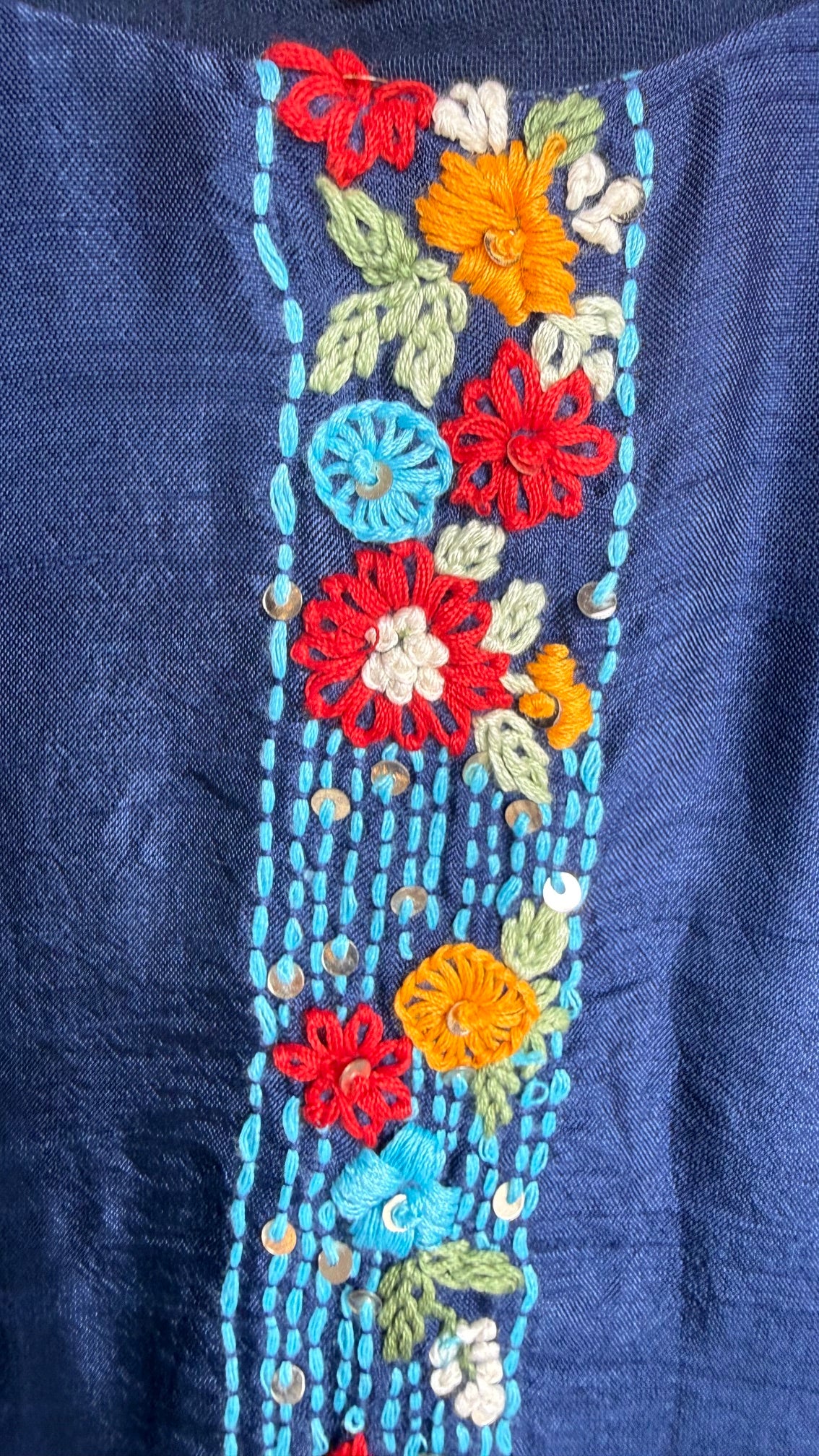 Navy Blue Heavy Kantha Work Kurta Suit Set