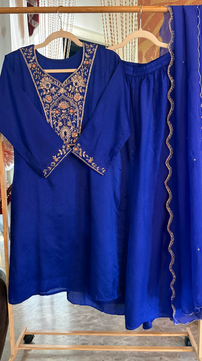 Russian Blue Heavy Zardozi Work Suit