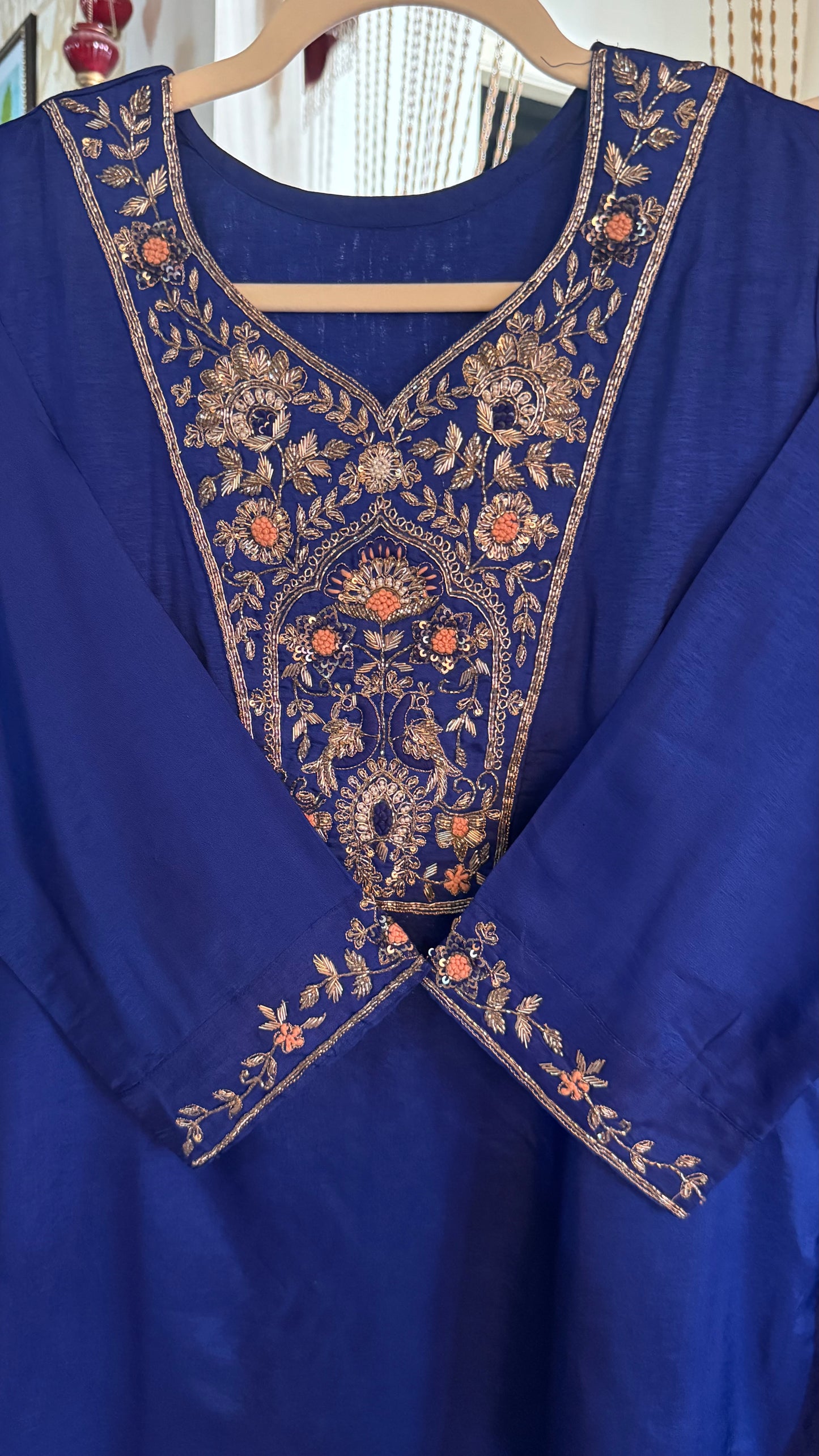 Russian Blue Heavy Zardozi Work Suit