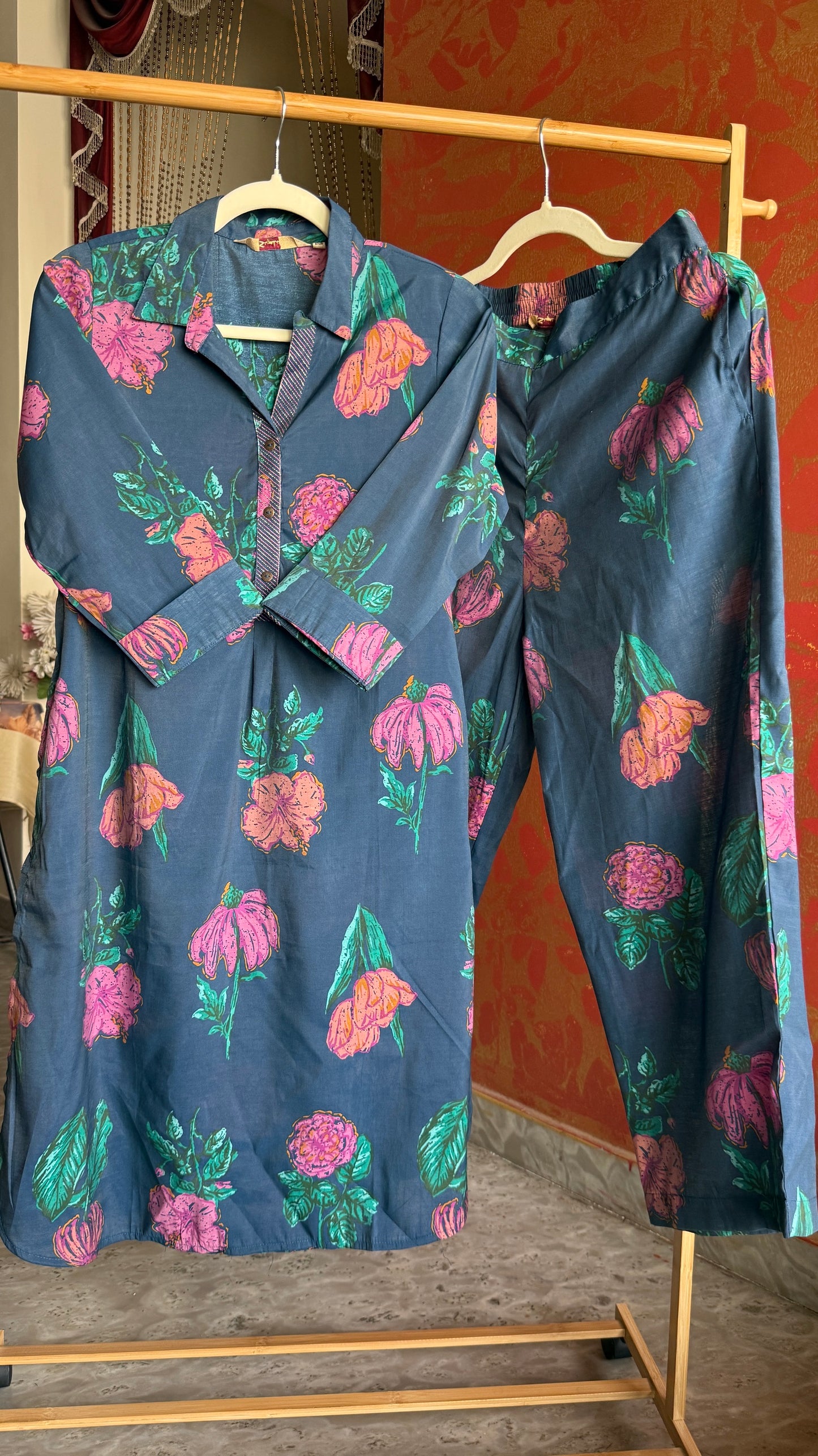 Floral Printed Blue Co-Ord Set
